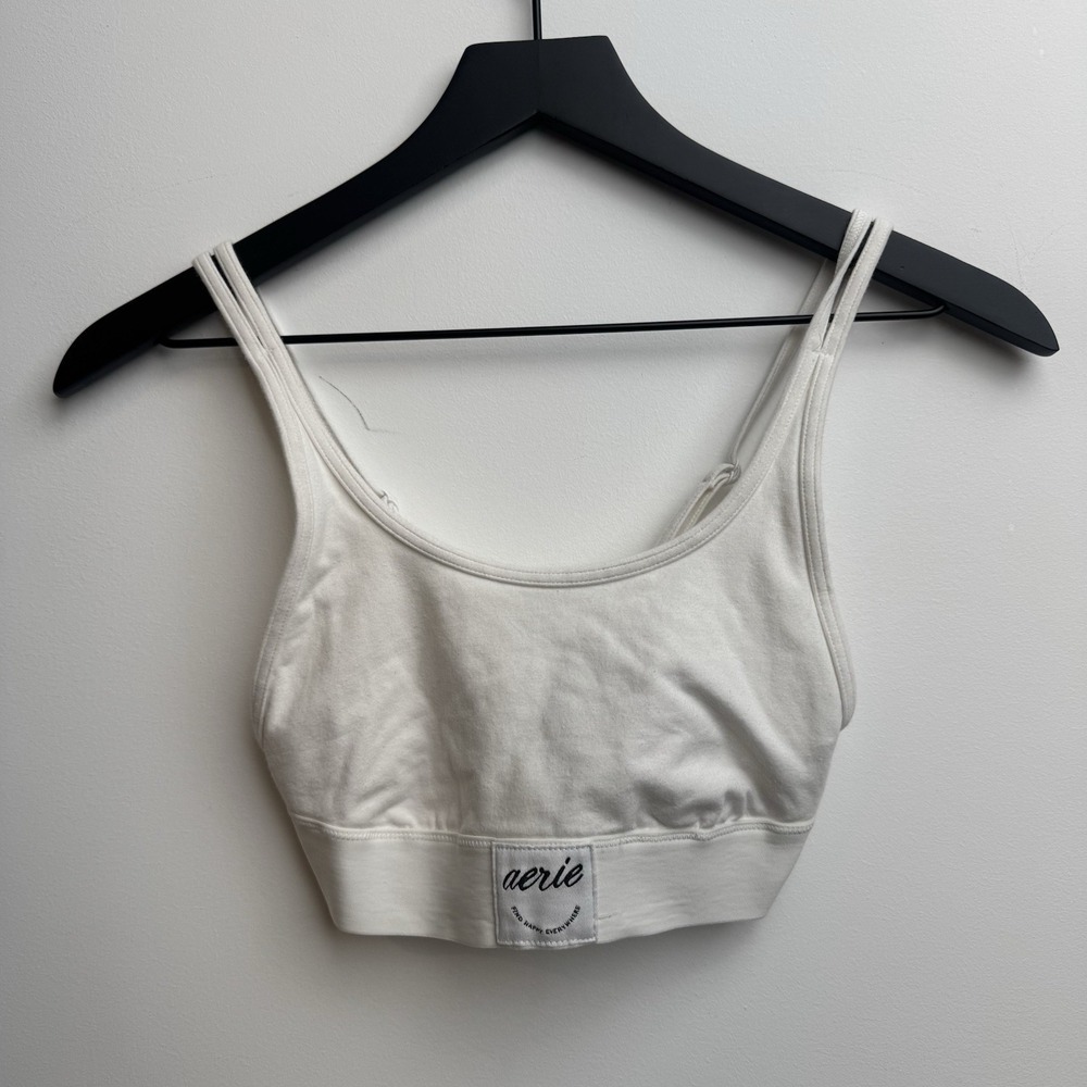 Aerie White Workout Athletic Top Sports Bra Sz Small‎ Tank Women's Stretch
